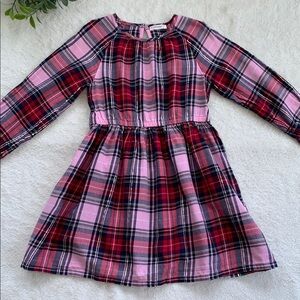 Crewcuts Pink & Red Plaid Long Sleeve Dress EUC 6